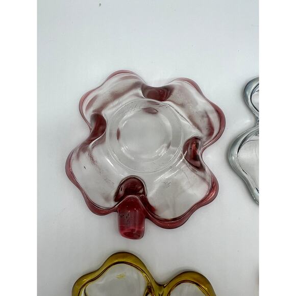 Vintage Set of 4 MCM Glass Four Leaf Clover Trinket Dish or Bridge Bowl - Picture 4 of 11